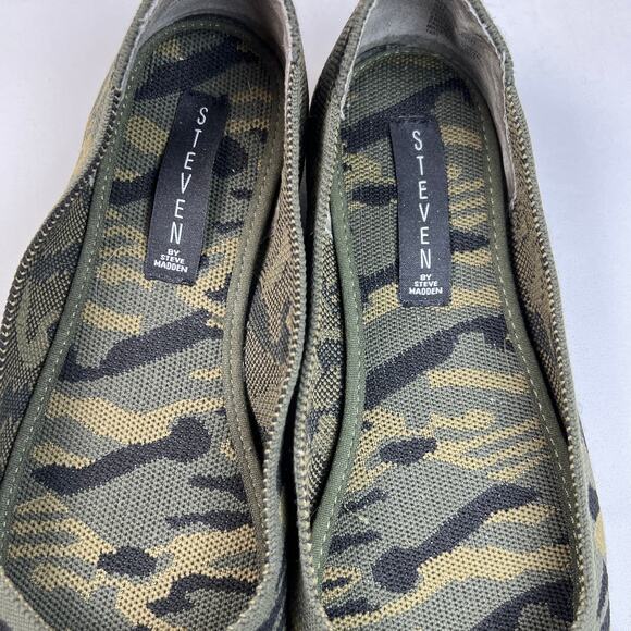 Steven Steve Madden Rosy Camo Pointed Toe Ballet Flats Women's 9 Reed Knit Shoes - Picture 9 of 13